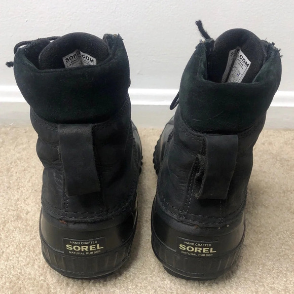 Sorel Cheyanne Black Leather Lace-up Waterproof Duck Boot Size 6.5 - Picture 9 of 12